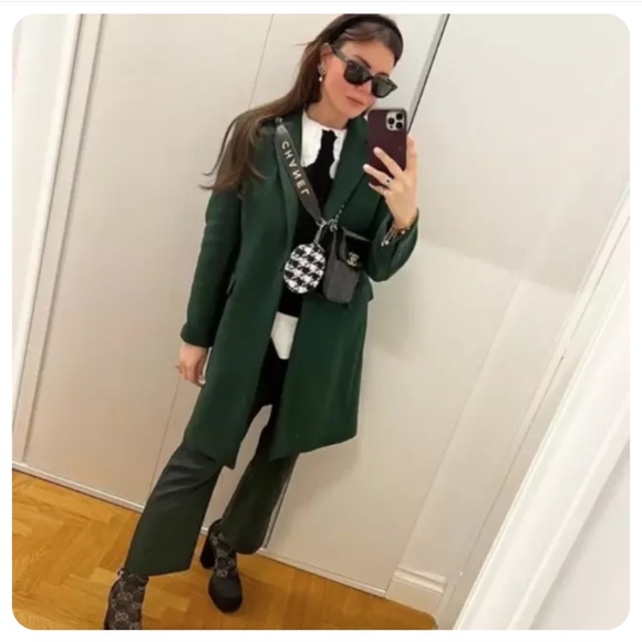NWT ZARA Menswear Style Wool Coat Green XXL Blogger’s Favorite - Picture 2 of 11